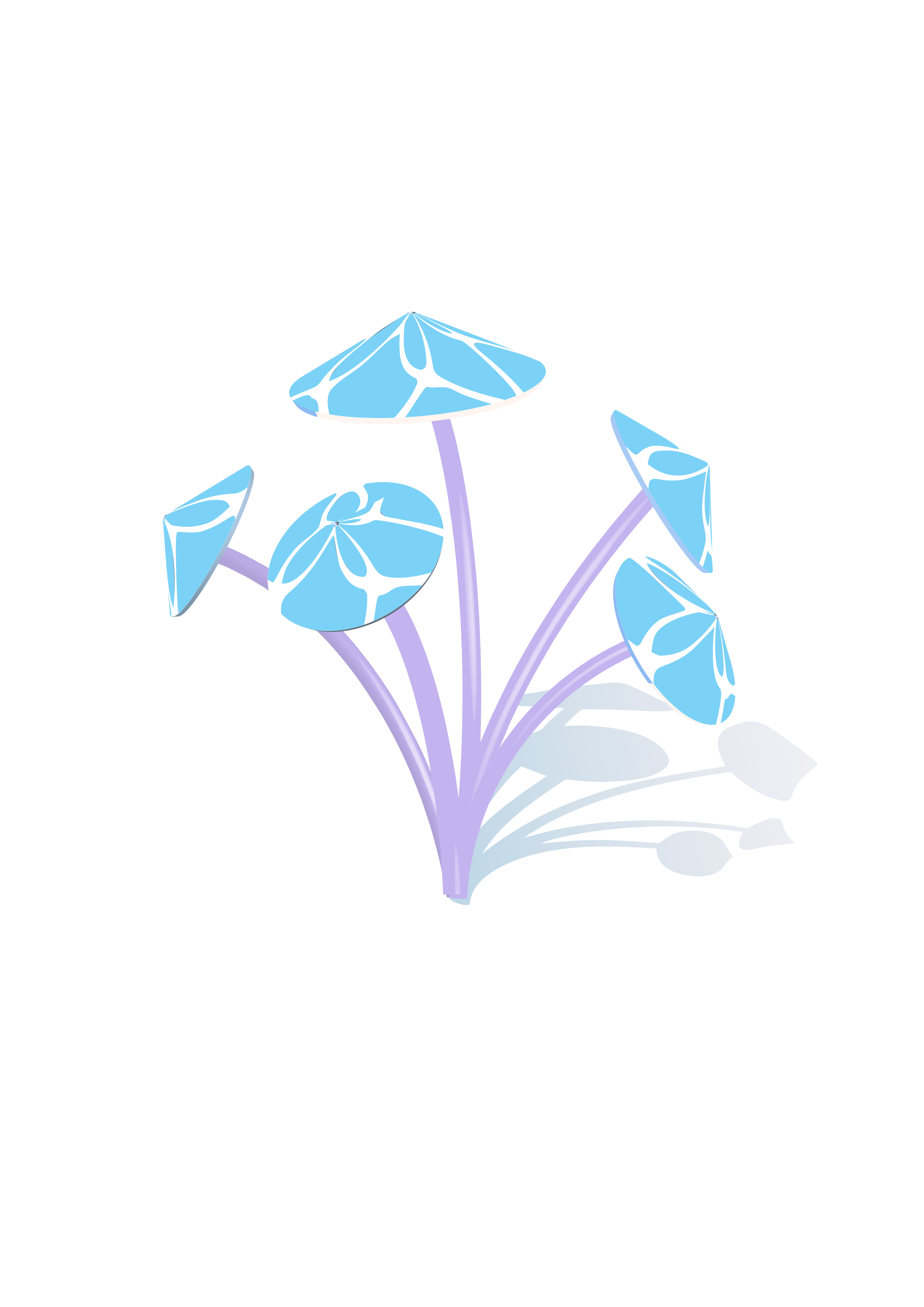 Blue mushrooms with purple stems